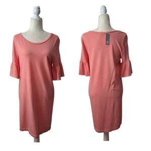 Splendid Women's Flutter Shor Sleeve Salmon Pink Cotton Short Vacation Dress S